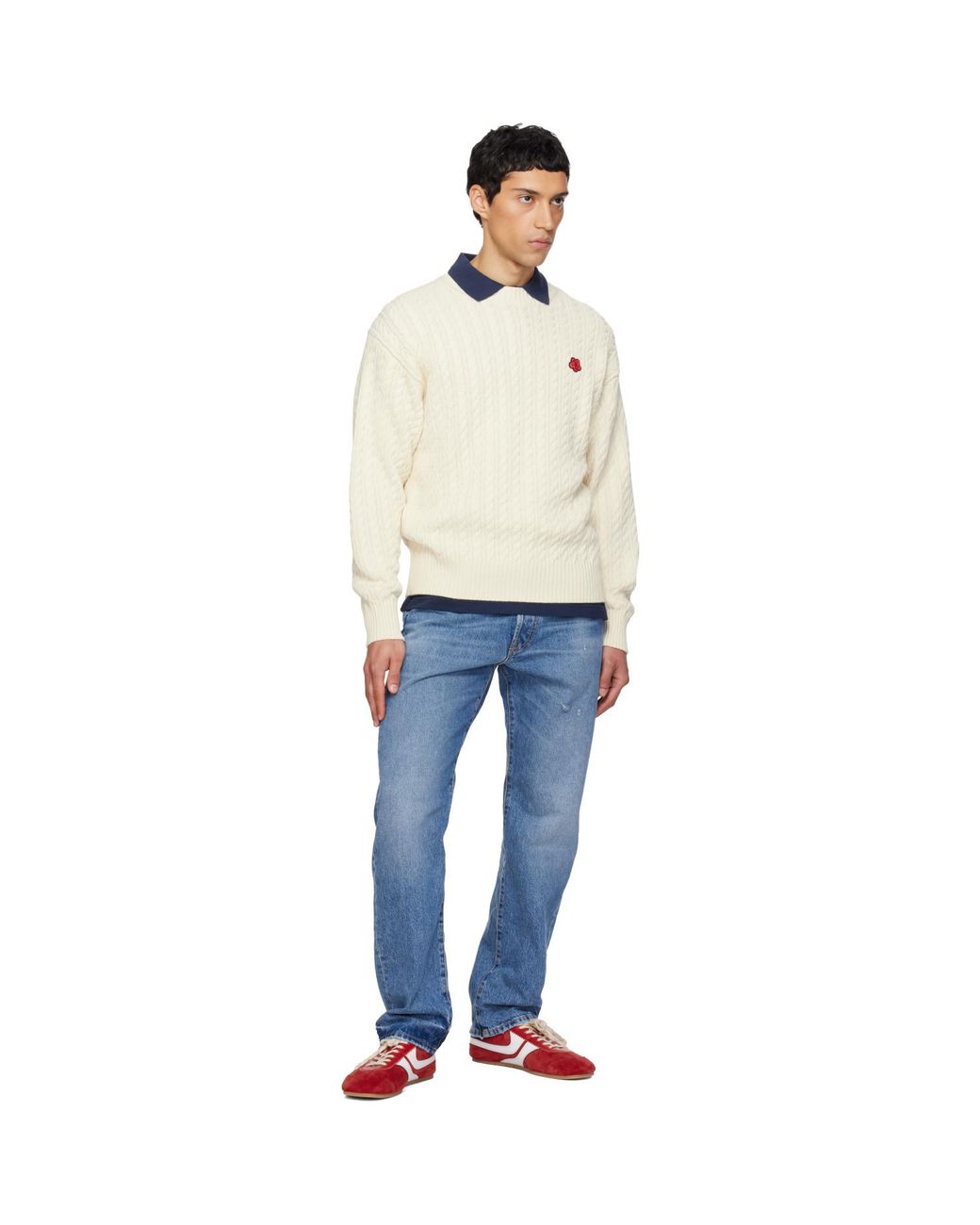KENZO Natural Off- Paris 'Boke Flower' Knit Sweater for men
