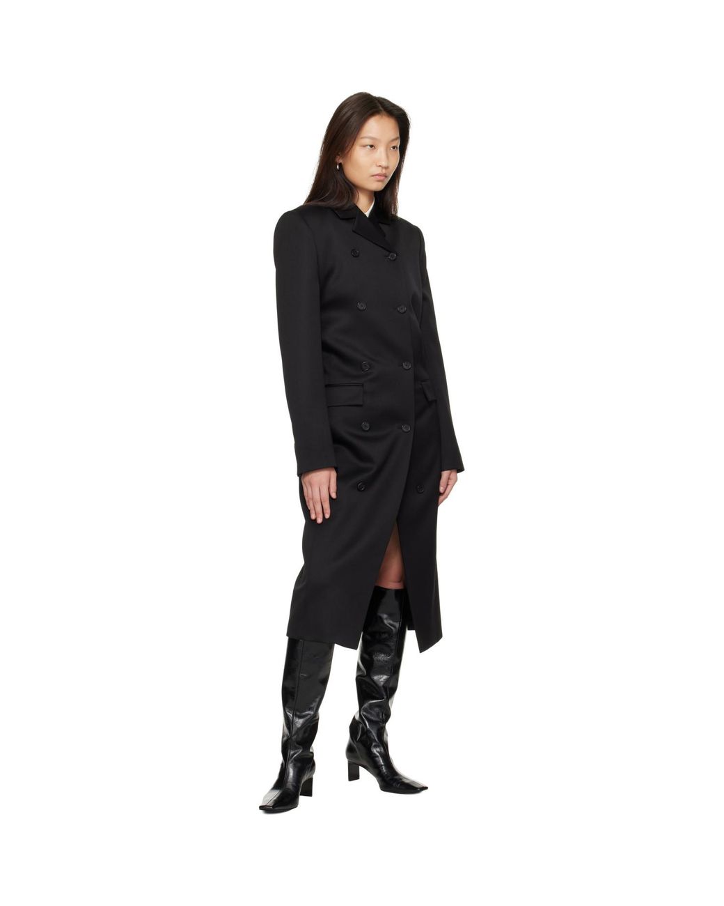 Khaite Black Rolon Coat
