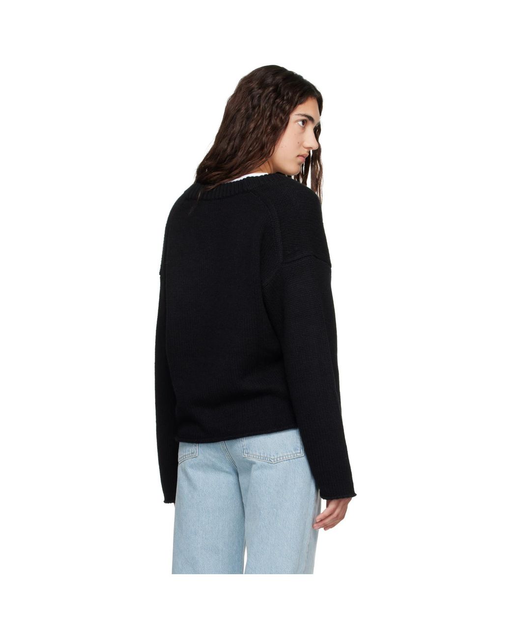 Loulou de Saison Black Derry Lds U Neck Cashmere Sweater