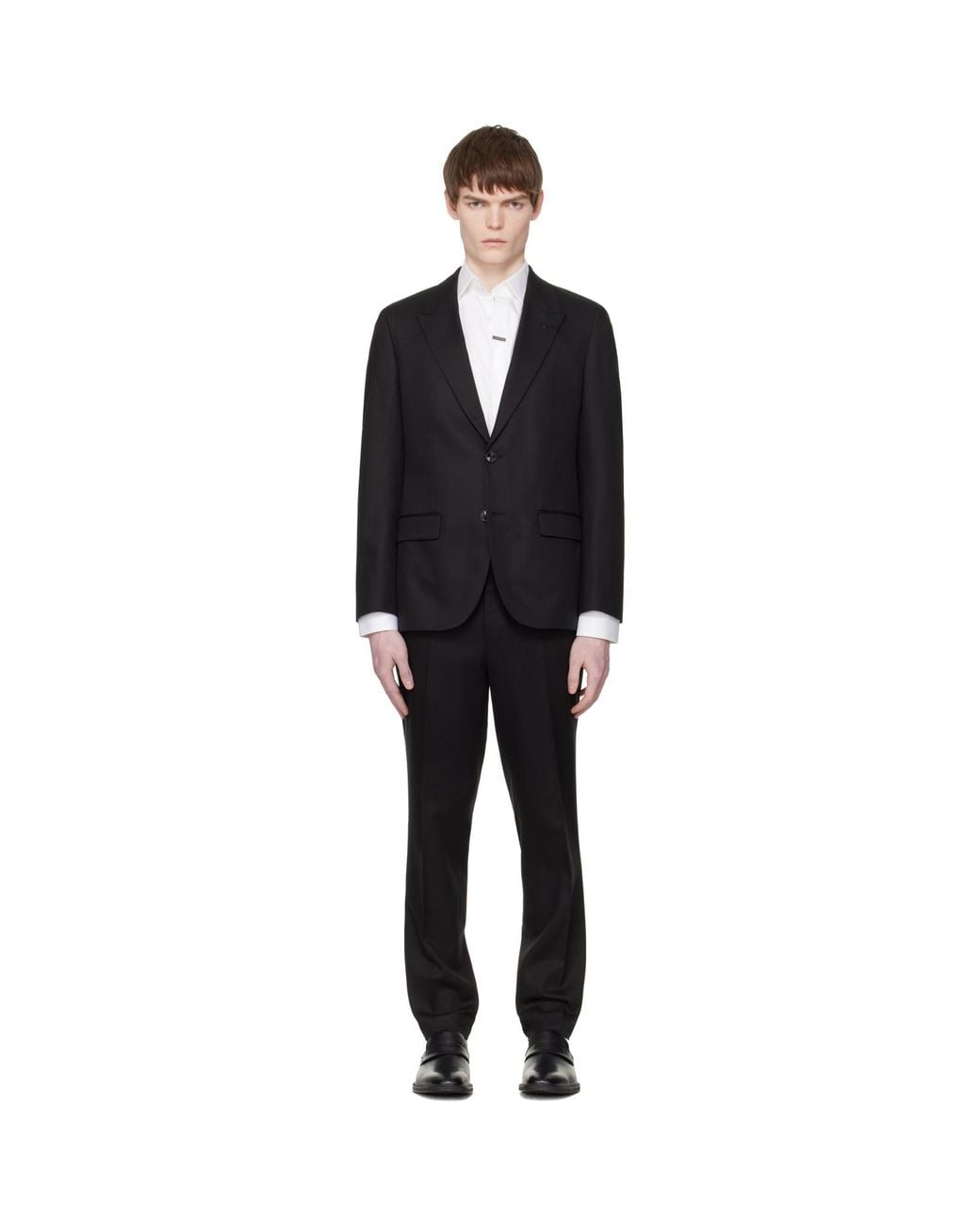 HUGO Black Three-Piece Slim-Fit Twill Suit for men