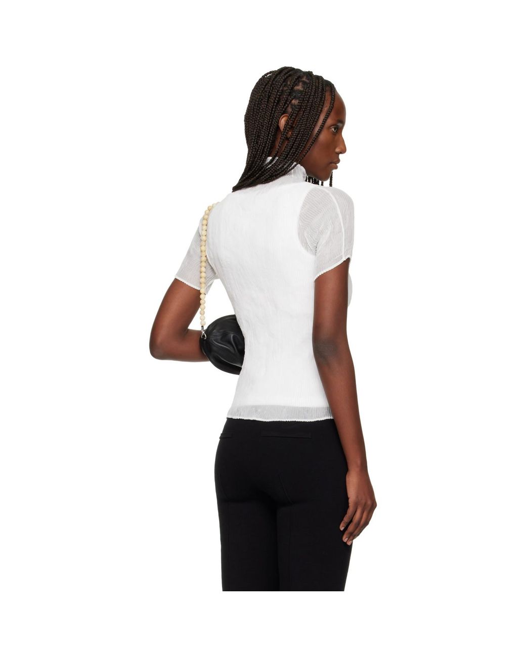 Issey Miyake Black Chiffon Twist T-Shirt