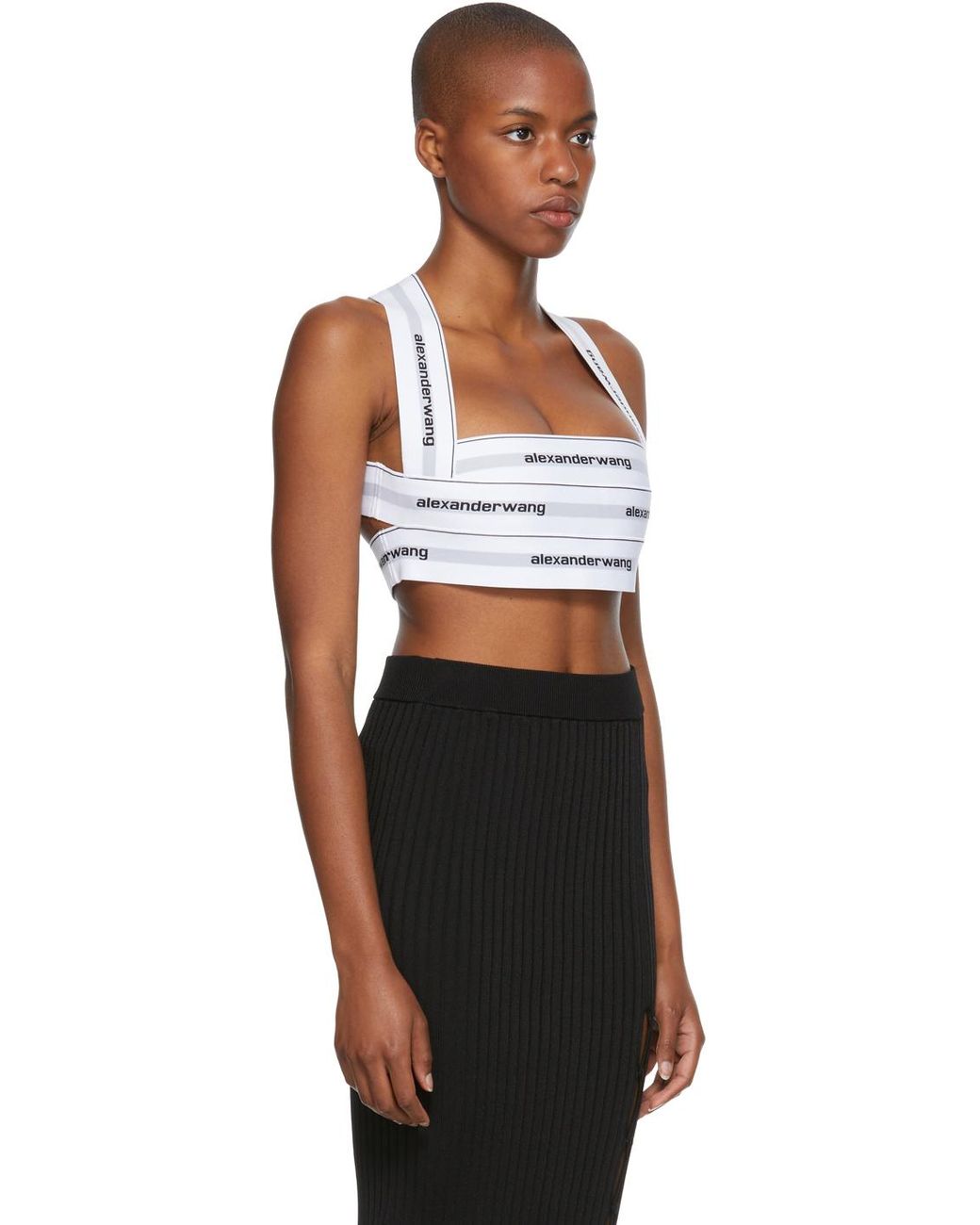 Alexander Wang Logo Elastic Bikini Halter Top in White | Lyst