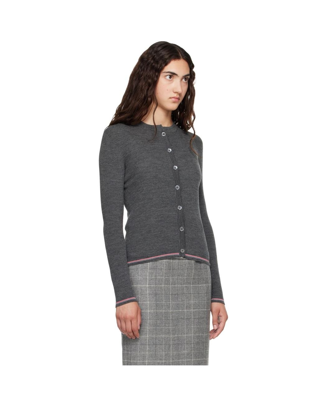 Thom Browne Black Merino Wool Rib Stitch Cardigan