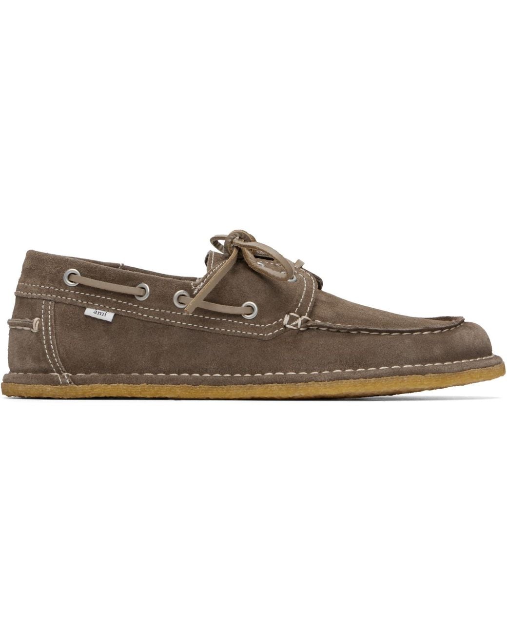 AMI Black Taupe Suede Boat Shoes for men