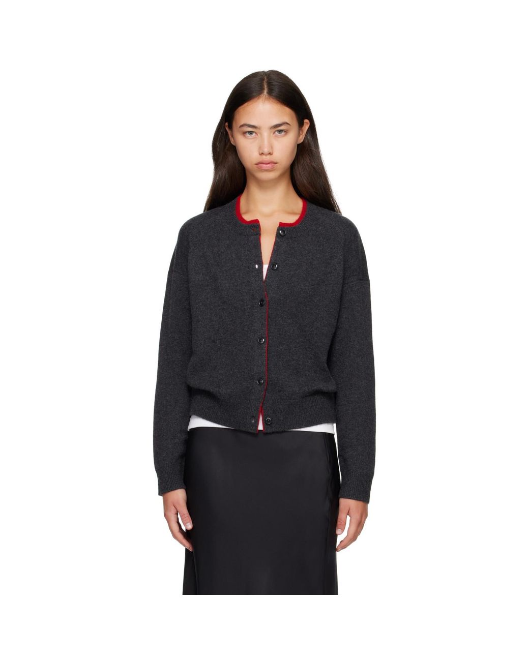 Loulou de Saison Black Nicola Bicolor Cashmere Cardigan