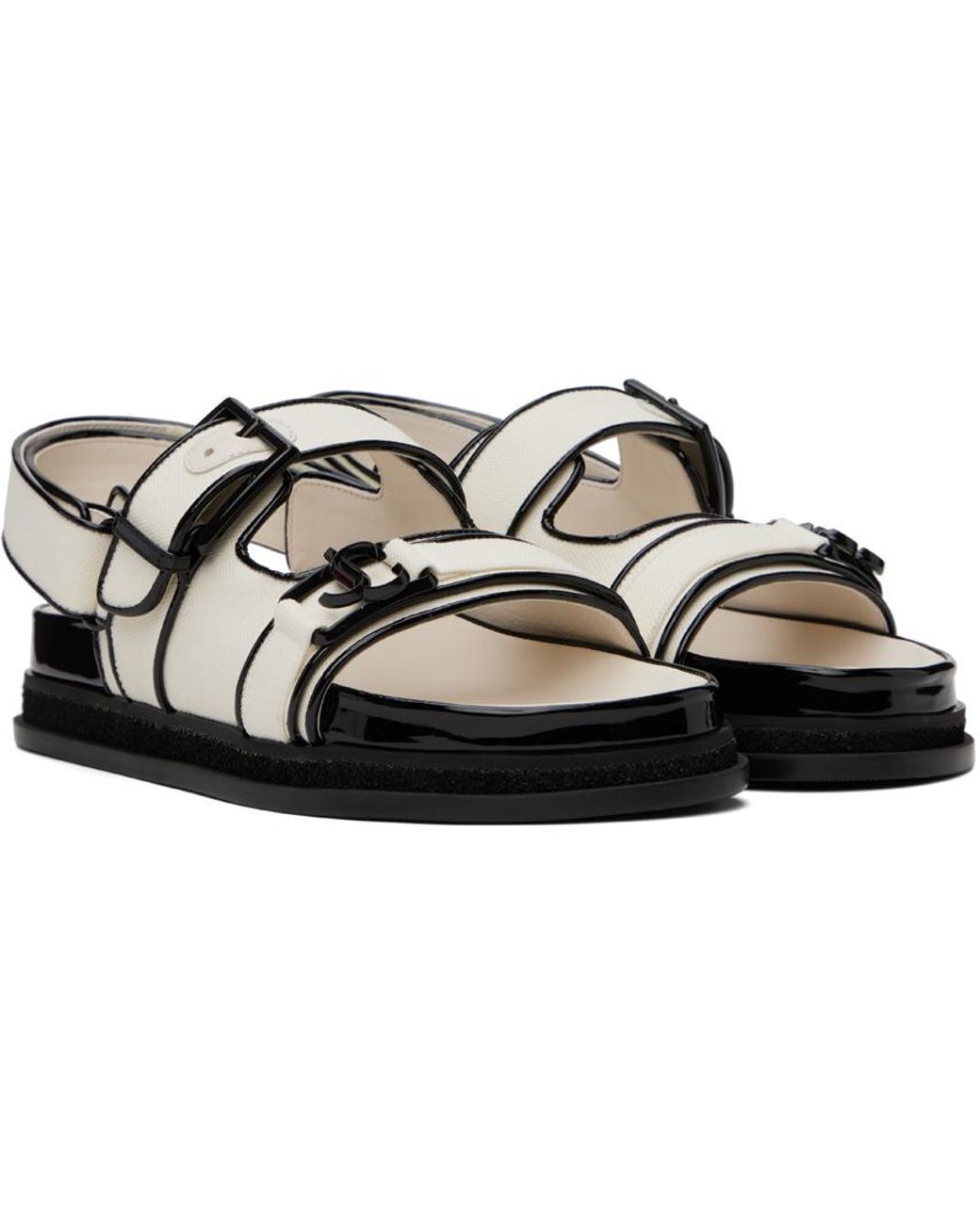 Jimmy Choo Elyn Flat Linen And Leather Sandals in White | Lyst Canada