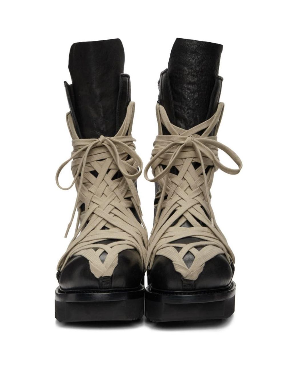 Rick Owens Black Lace Up Army Megatooth Boots for Men | Lyst