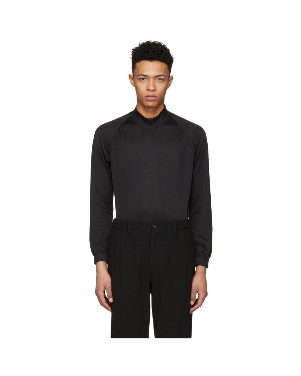 Issey Miyake Black Knit Mock Neck Sweater for Men | Lyst