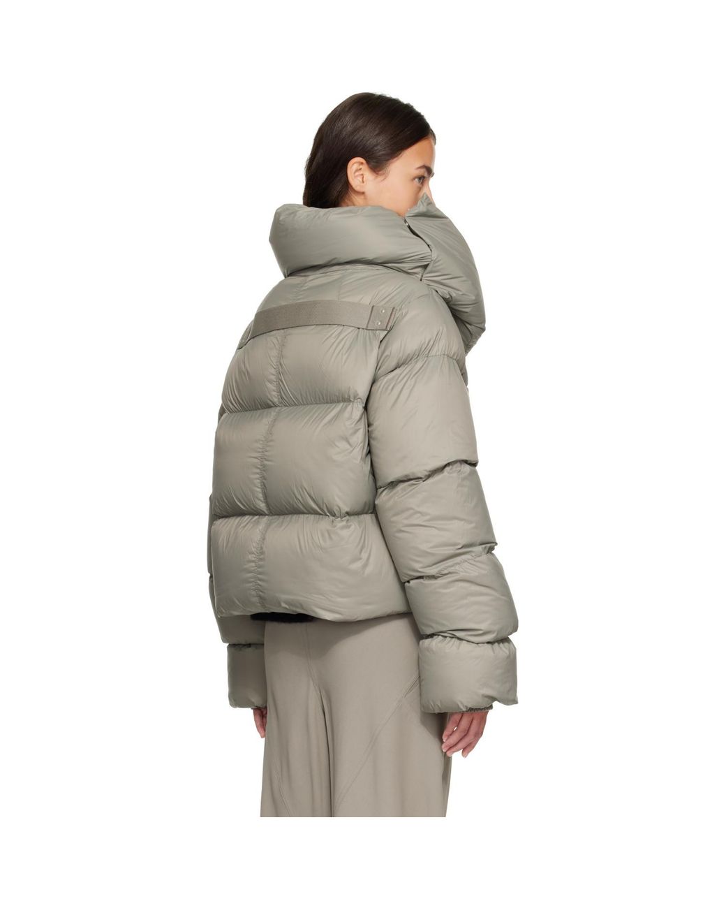 Rick Owens Gray Tower Funnel Neck Down Jacket