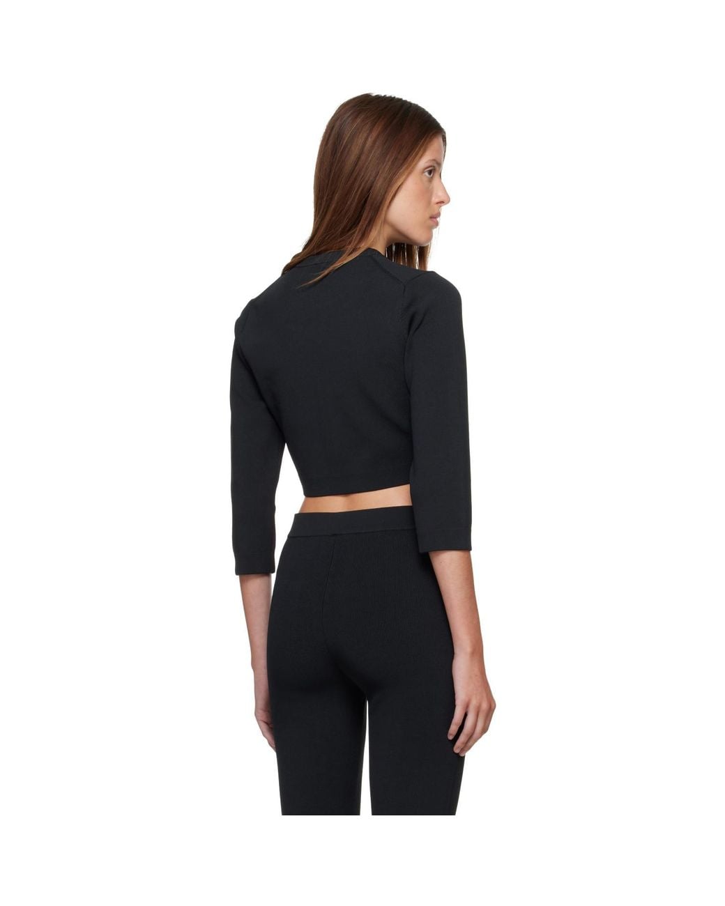 Skims Black Refined Knit Cropped Cardigan