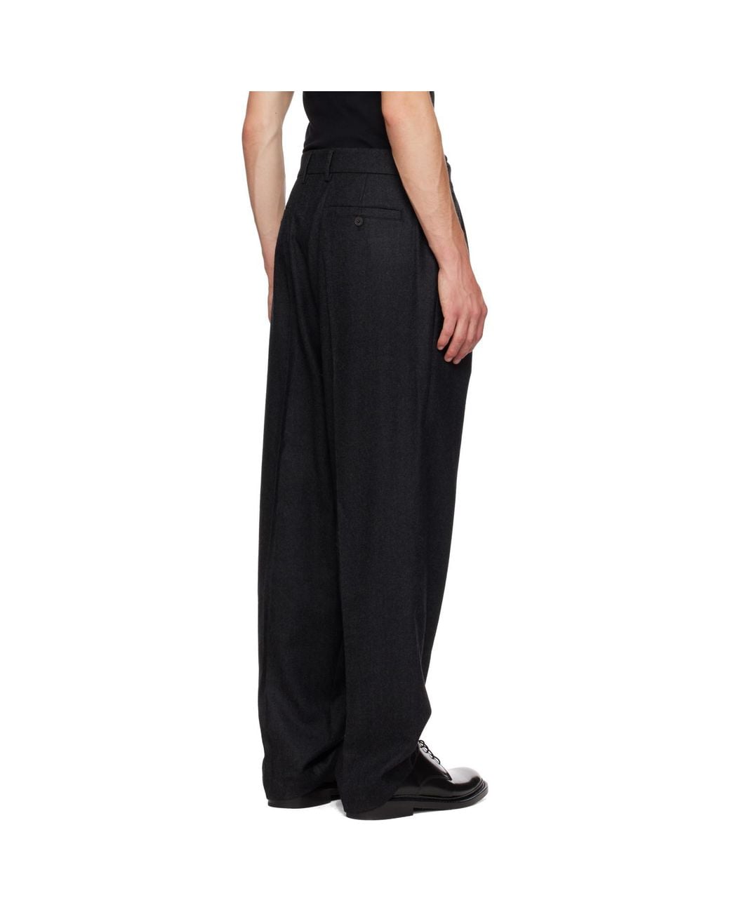 LE17SEPTEMBRE Black Two-Tuck Wool Trousers for men