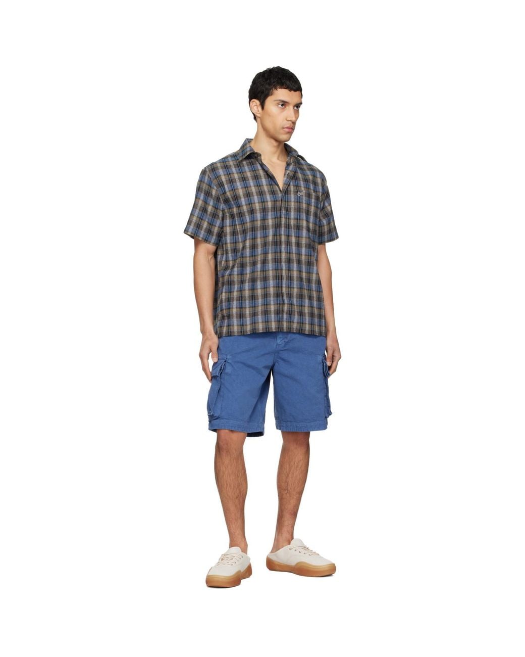 ERL Blue Check Short Sleeve Shirt for men