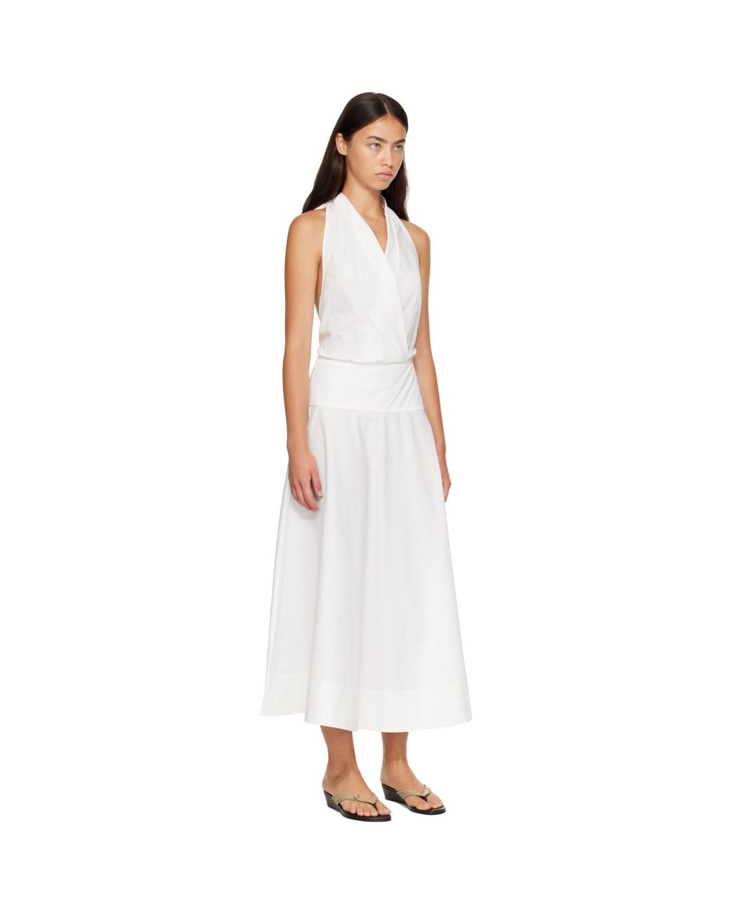 St. Agni White Halter Circle Hem Midi Dress