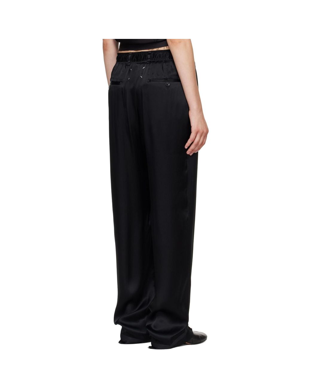 Maison Margiela Black Satin Drawstring Trousers