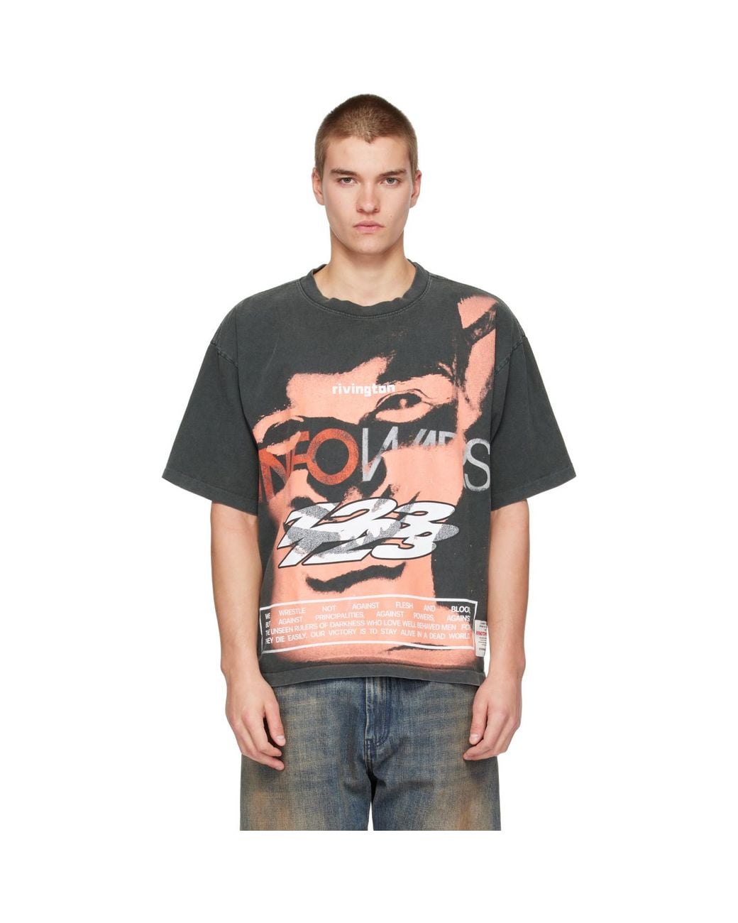 RIVINGTON roi Rebis Black 'Info War' Cva T-Shirt for men