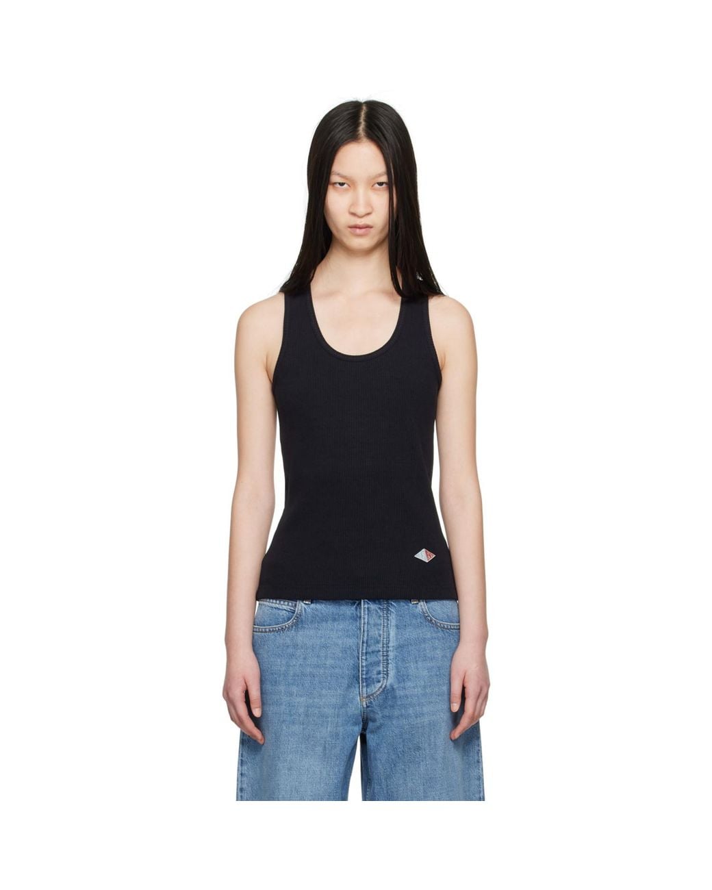 Bottega Veneta Black Logo Patch Tank Top