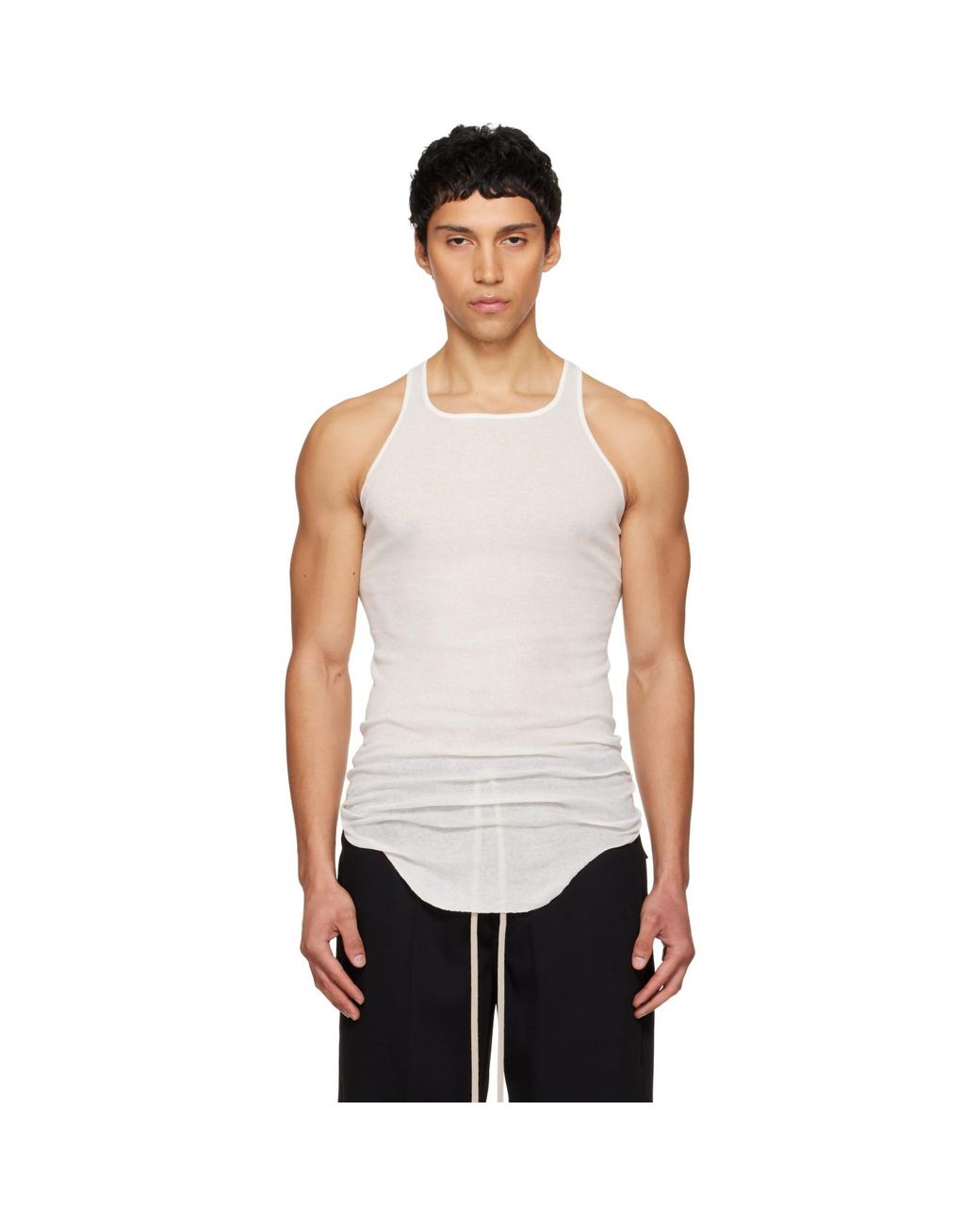 Rick Owens White Temple Basic Rib Tank Top for men