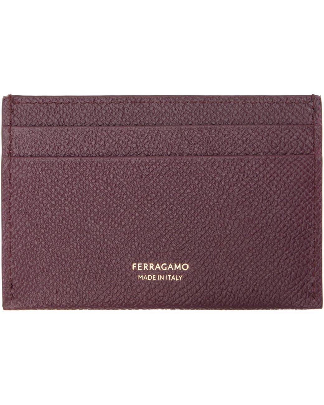 Ferragamo Purple Burgundy Gancini Credit Card Holder