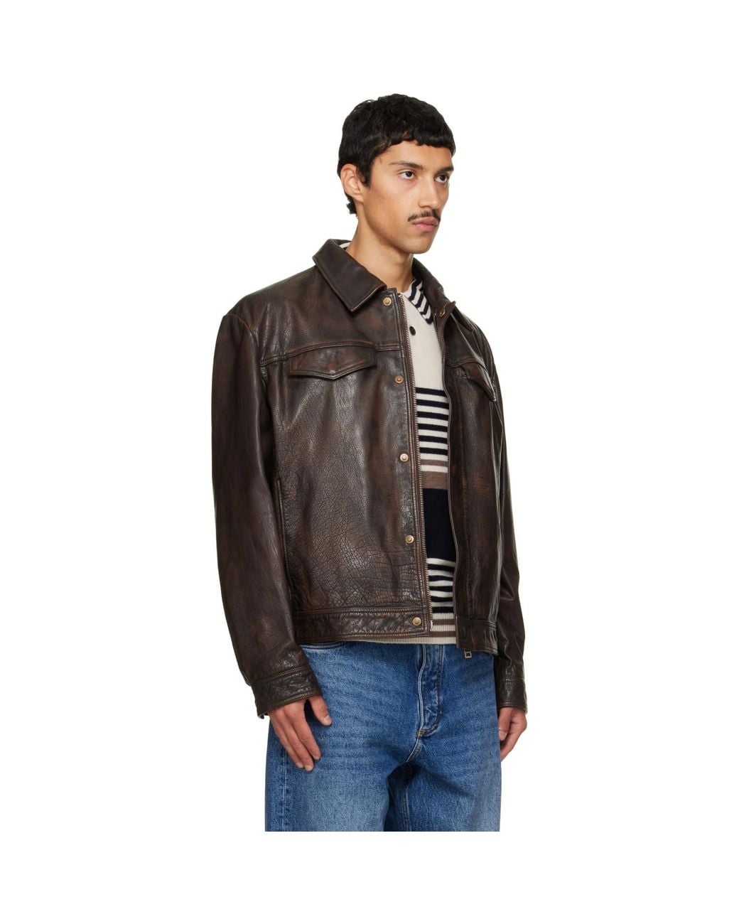 HUGO Black Regular-Fit Leather Jacket for men