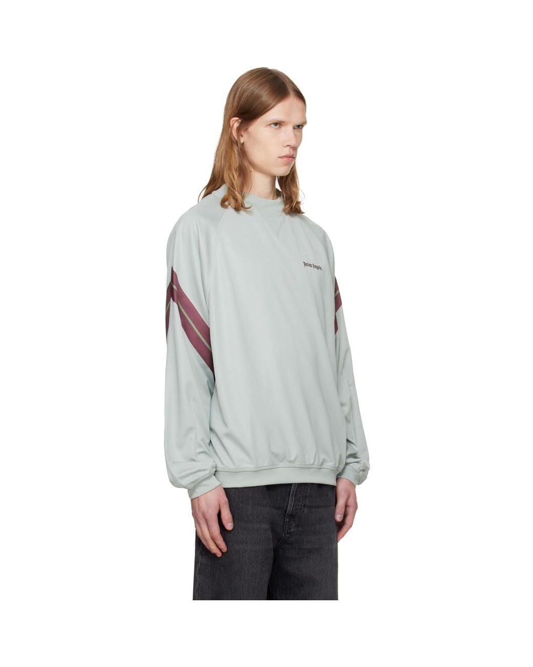 Palm Angels Gray Urban Logo Track Crewneck Sweatshirt for men