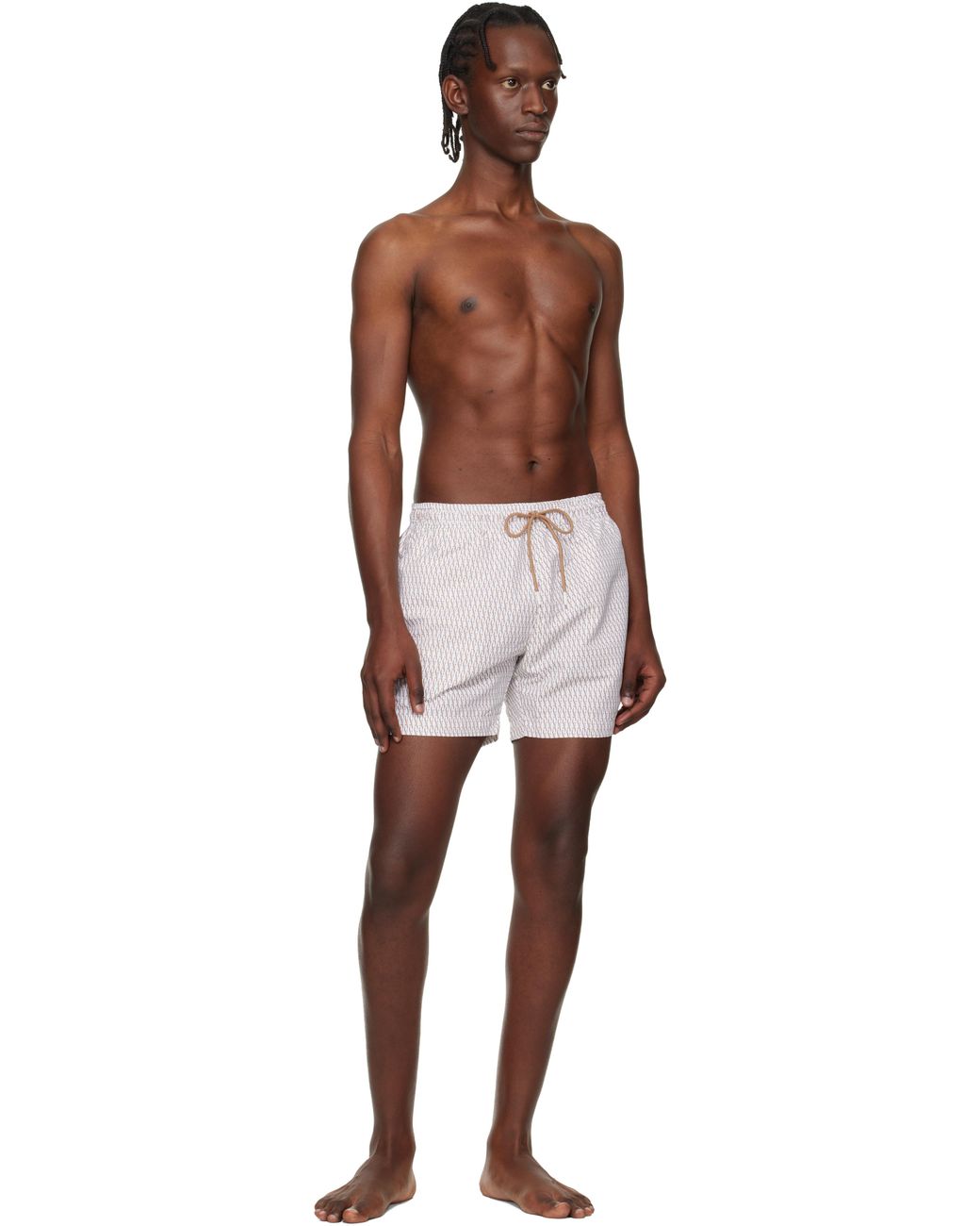 Boss White Off- Micro-Print Swim Shorts for men