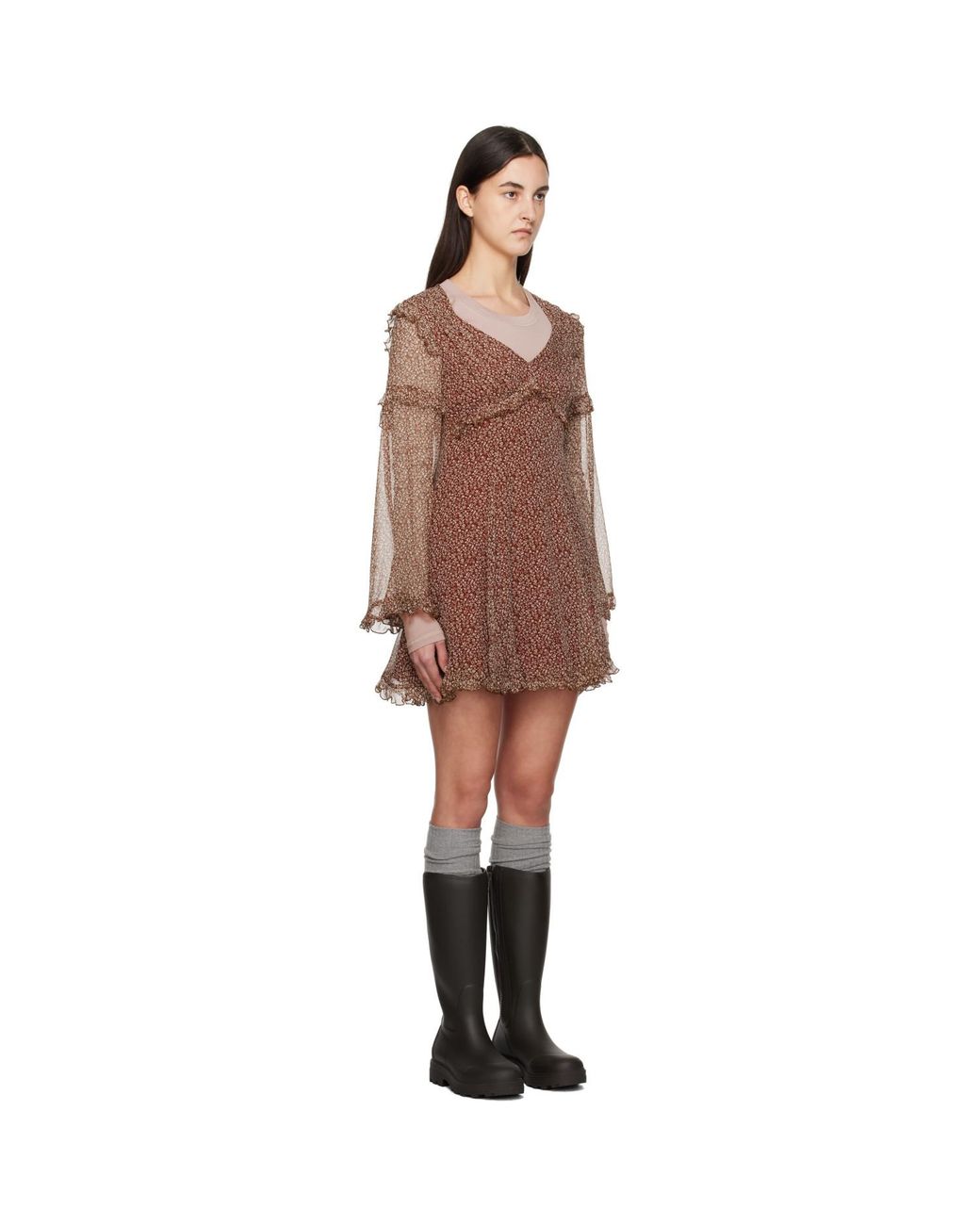 Weekend by Maxmara Black Burgundy Cardato Minidress