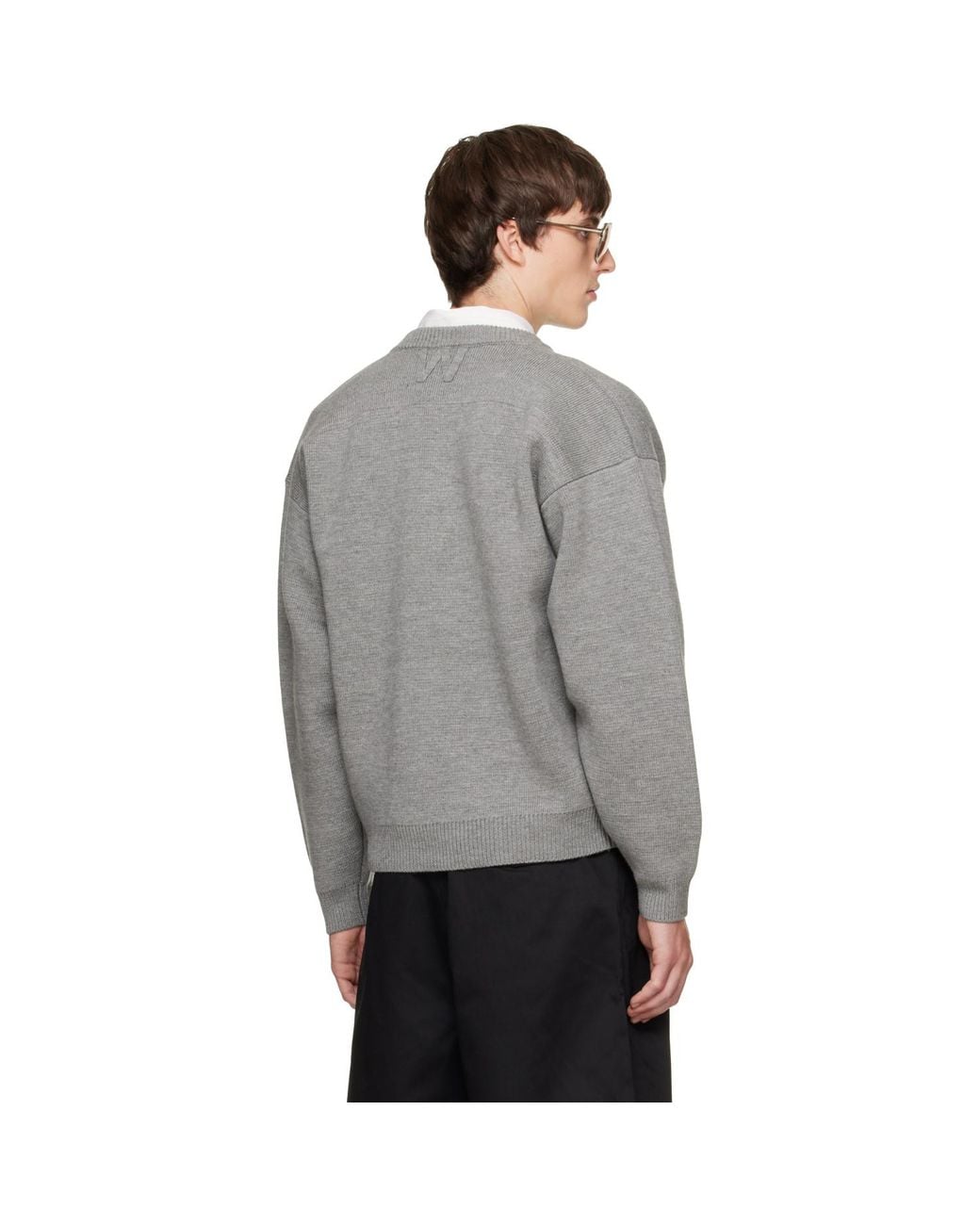 Willy Chavarria Gray 'Chavarria' V-Neck Sweater for men
