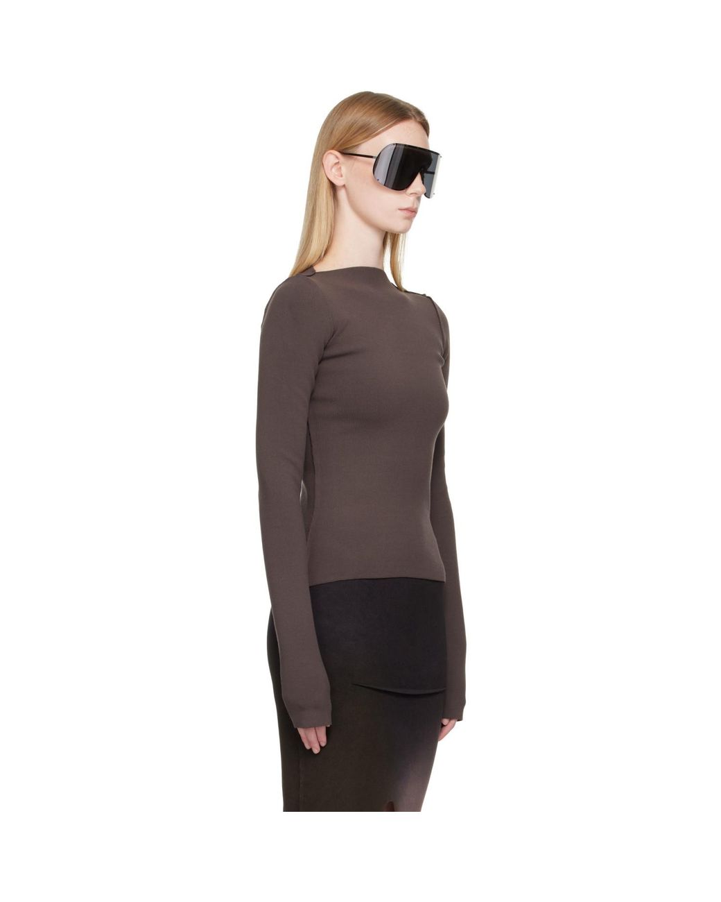 Rick Owens Brown Tower Tight Ls T-Shirt