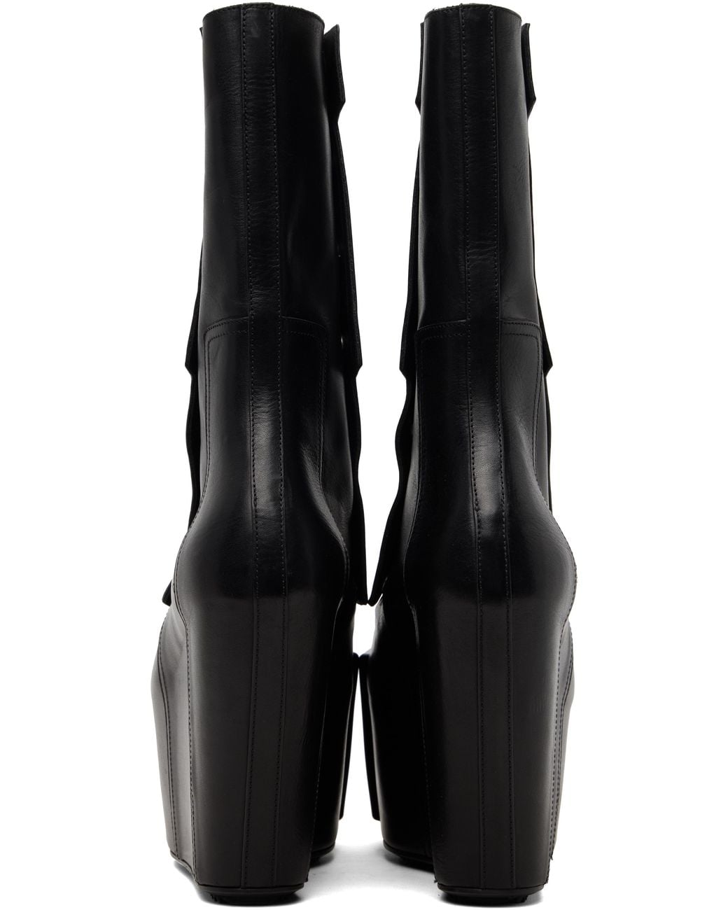 Rick Owens Black Temple Grilled Moto Wedge Boots for men