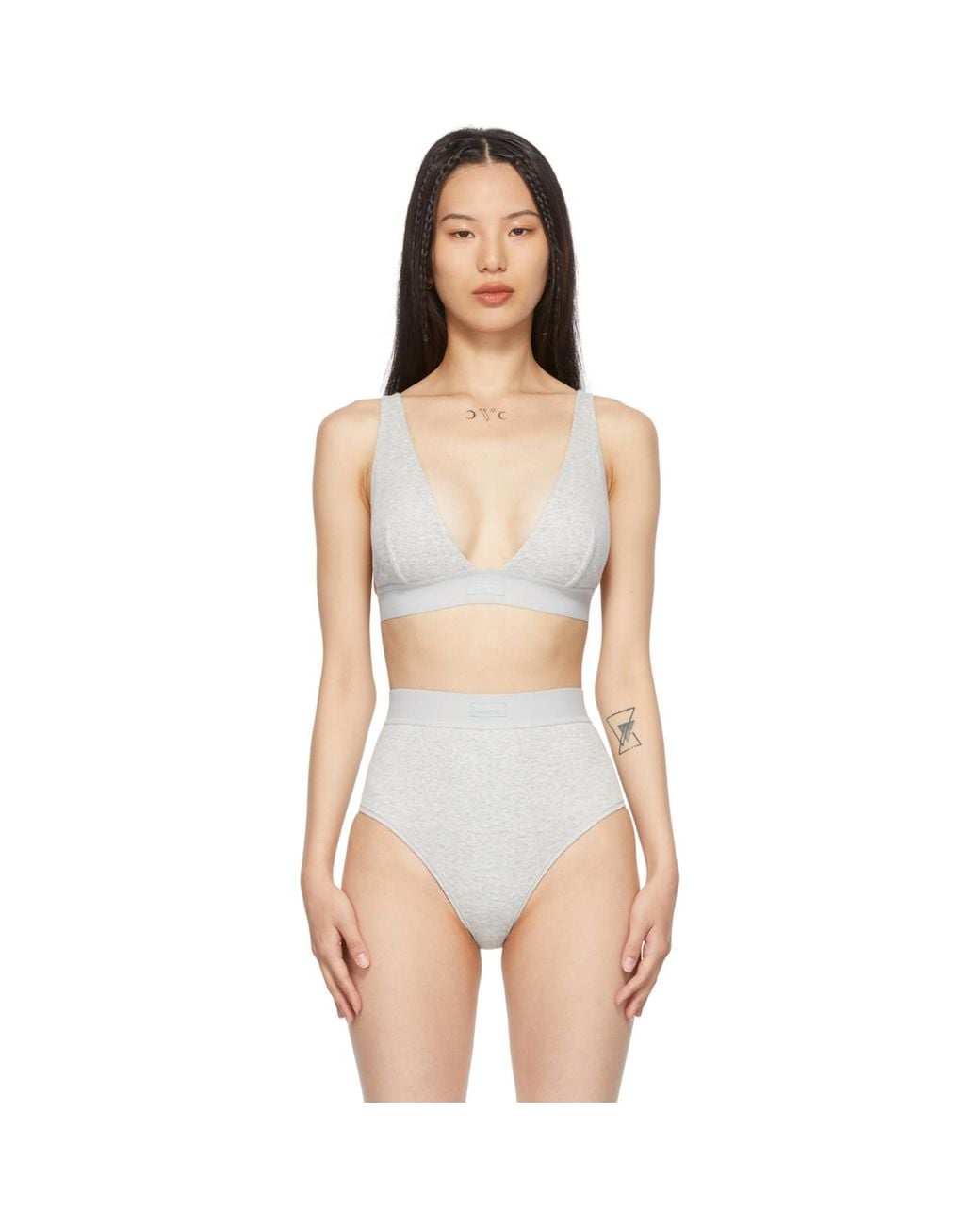Skims White Cotton 2.0 Plunge Bra