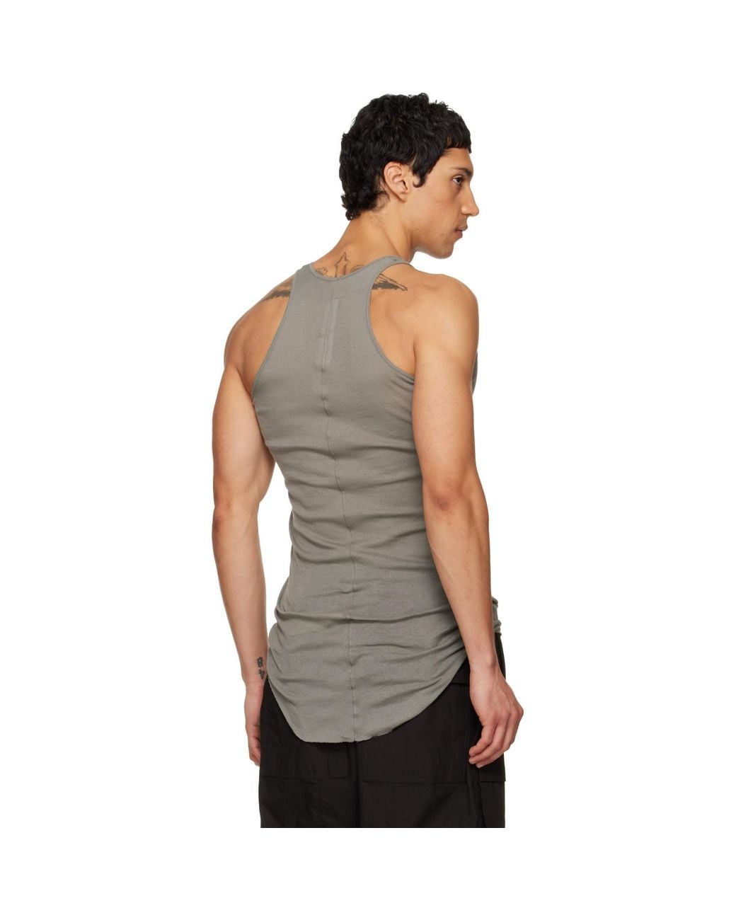Rick Owens Black Temple Basic Rib Tank Top for men