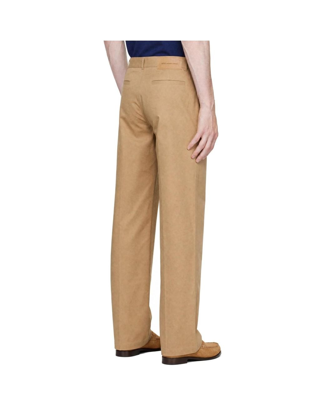 AMI Natural Paris Fit Cotton Trousers for men