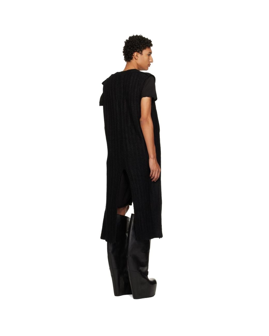 Rick Owens Black Tower Lab Vest Cardigan for men