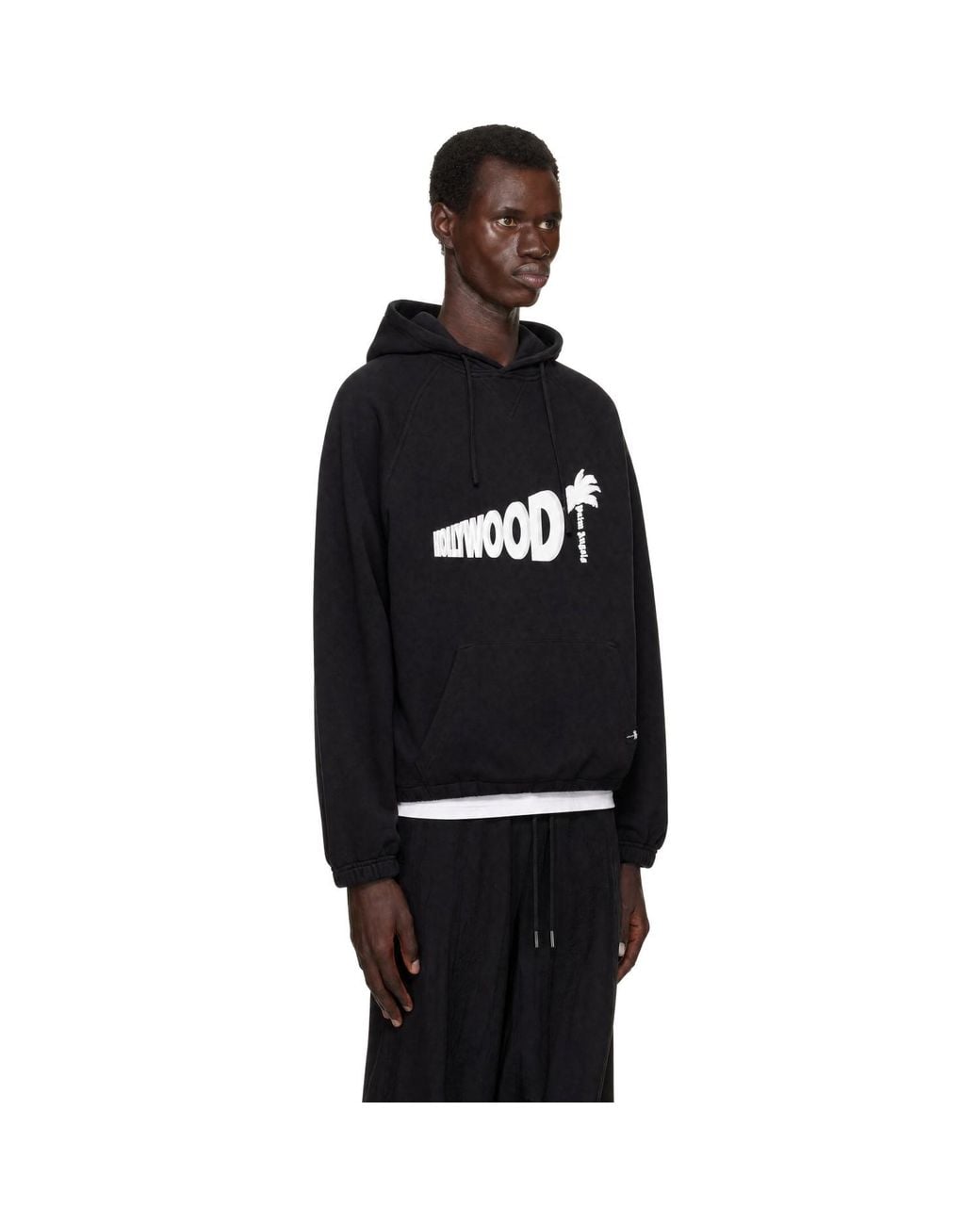 Palm Angels Black Sunset Blvd Palm Loose Hoodie for men
