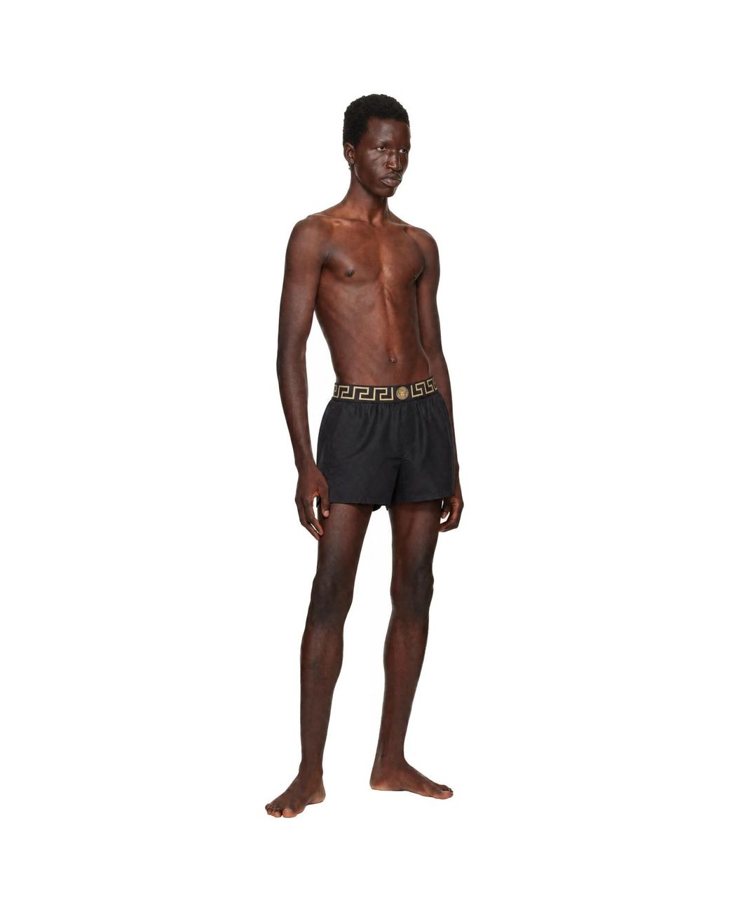 Versace Black Greca Swim Shorts for men