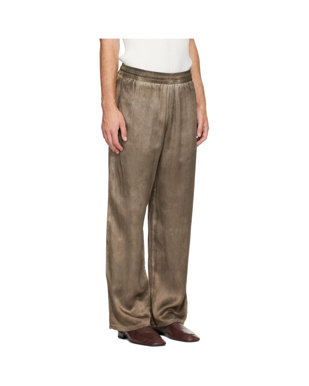 DIESEL Brown Wrinkled Satin Track Pants for men