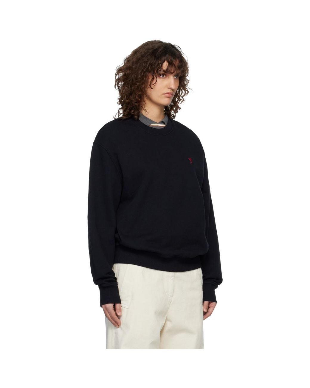 AMI Black Cotton Ami De Coeur Sweatshirt