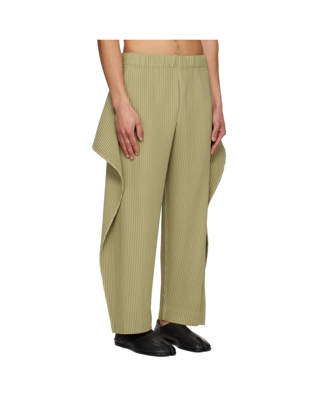 Homme Plissé Issey Miyake Green Cover And Fold Trousers for men