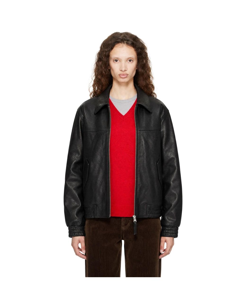 DUNST Red Refined Blouson Leather Jacket