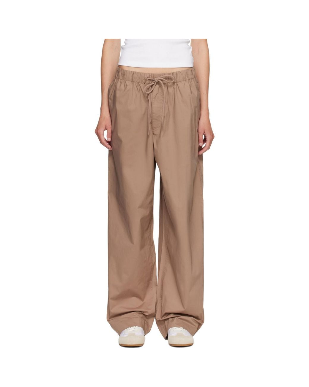 Skims Natural Tan Woven Cotton Oversized Straight Leg Lounge Pants