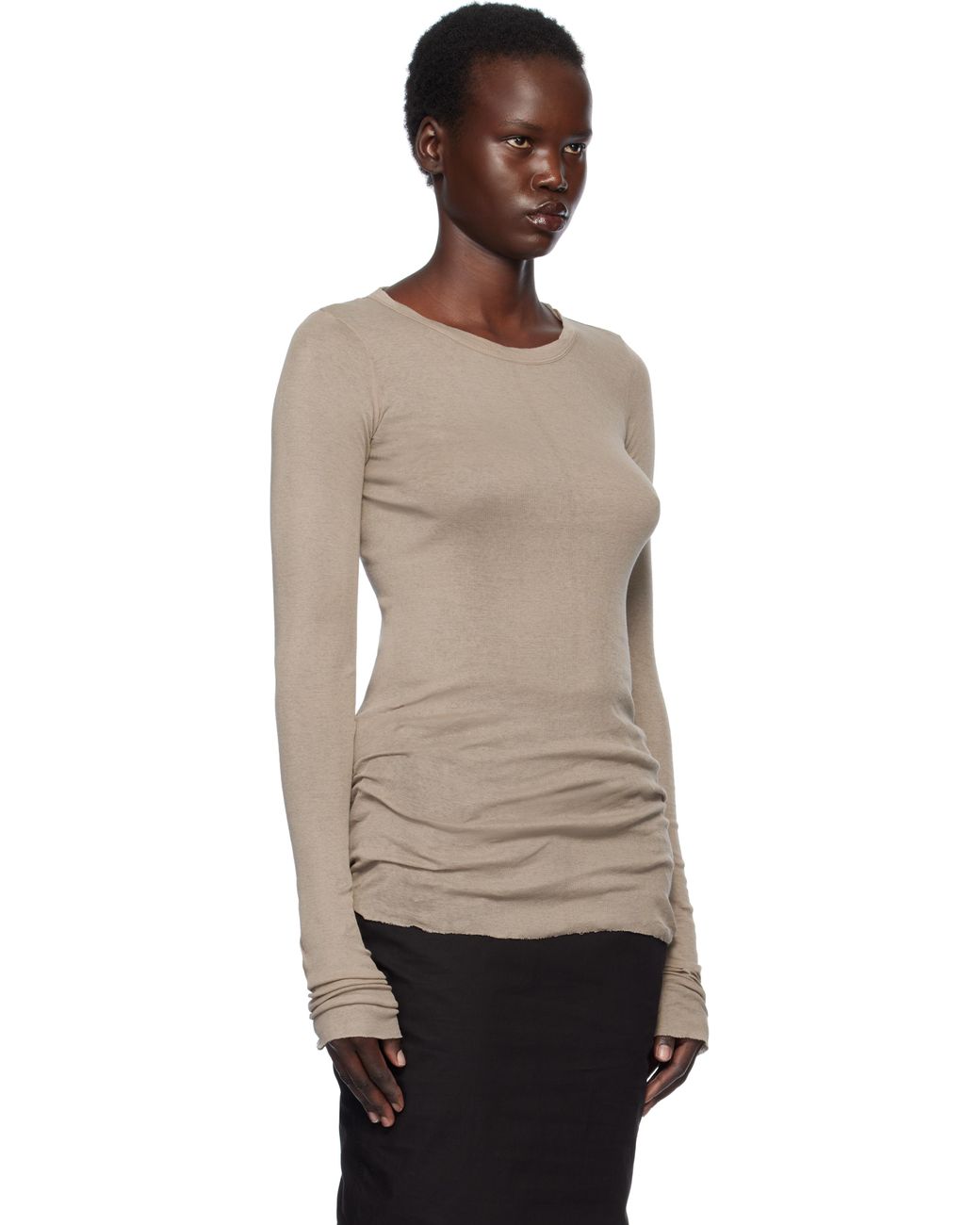 【Rick Owens】ハリウッド レベル LS Tシャツ rick-owens-64-Flesh-Taupe-