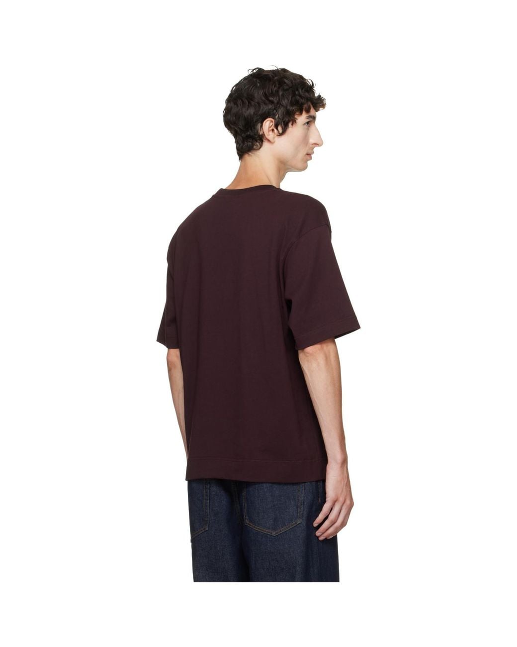 Dries Van Noten Black Burgundy Fringed T-Shirt for men