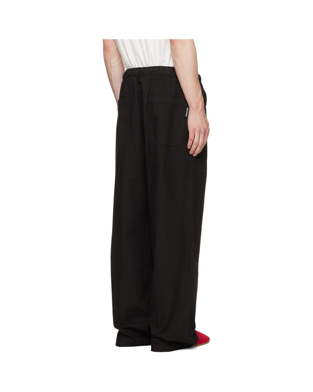 Palm Angels Black Tree Logo Loose Trousers for men
