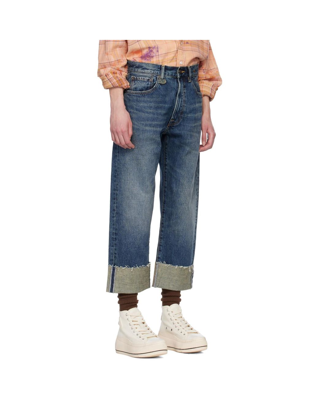 R13 Blue Cuffed X-Boyfriend Jeans