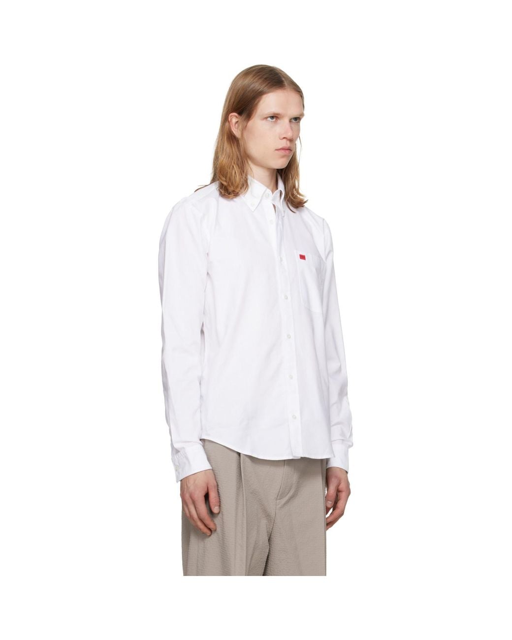 HUGO White Cotton Oxford Shirt for men