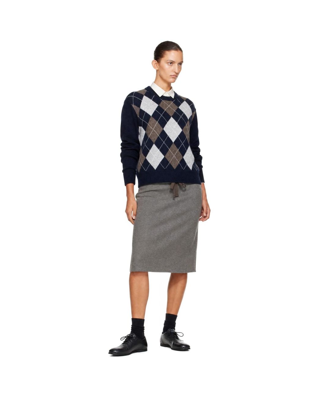 DUNST Blue Argyle Crewneck Sweater