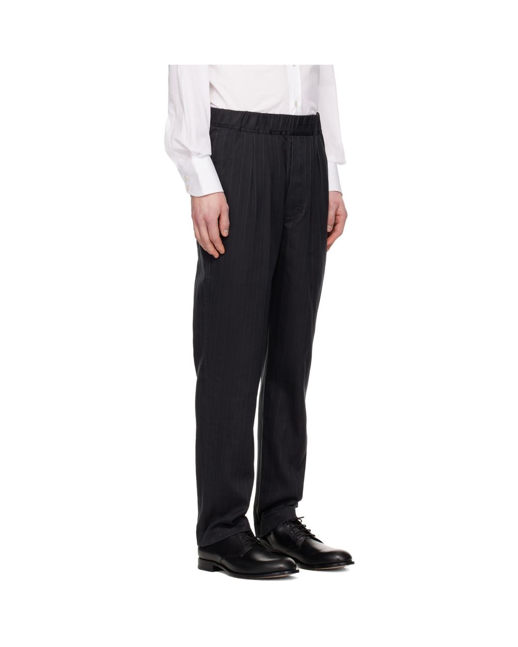 Tom Ford Black Herringbone Stripe Pleated Lounge Pants for men