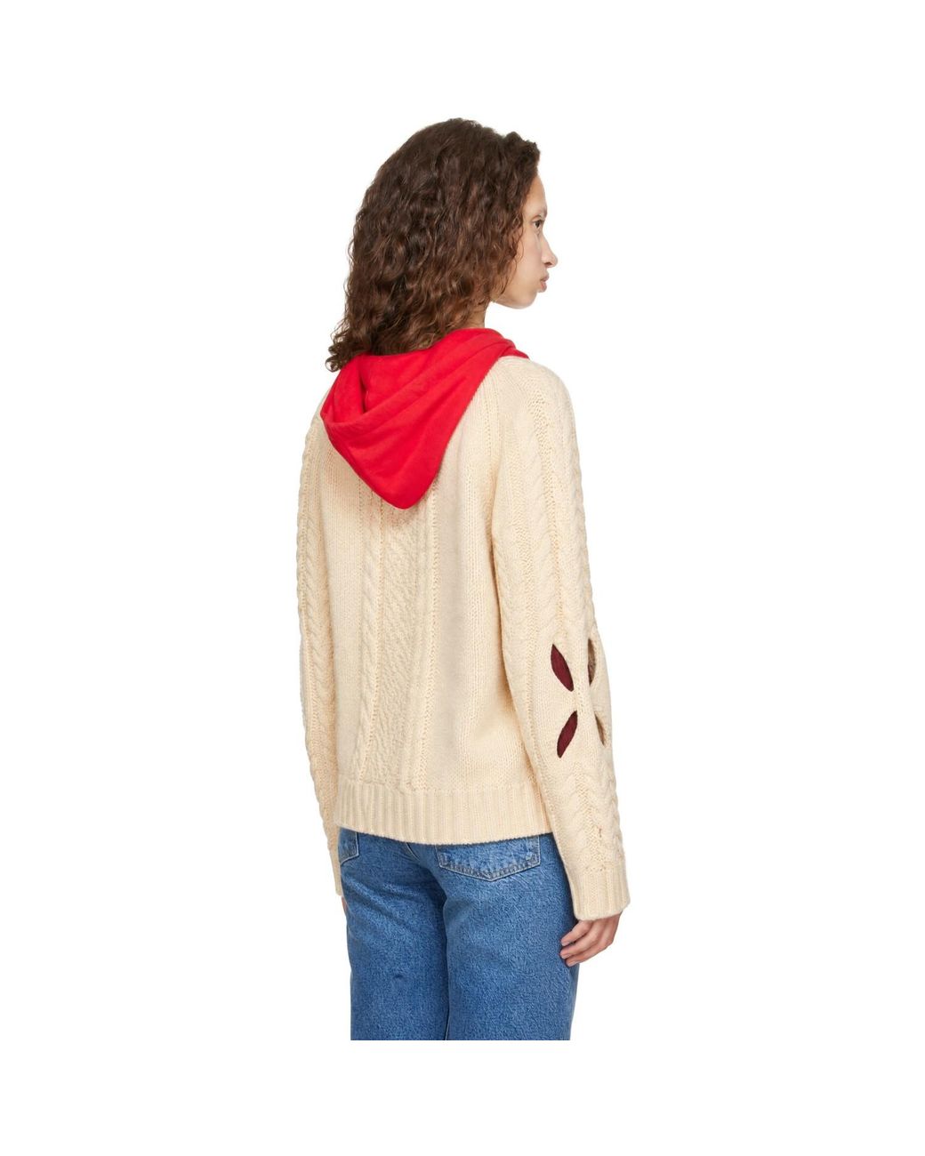 STEFAN COOKE White Off- Cable Hoodie