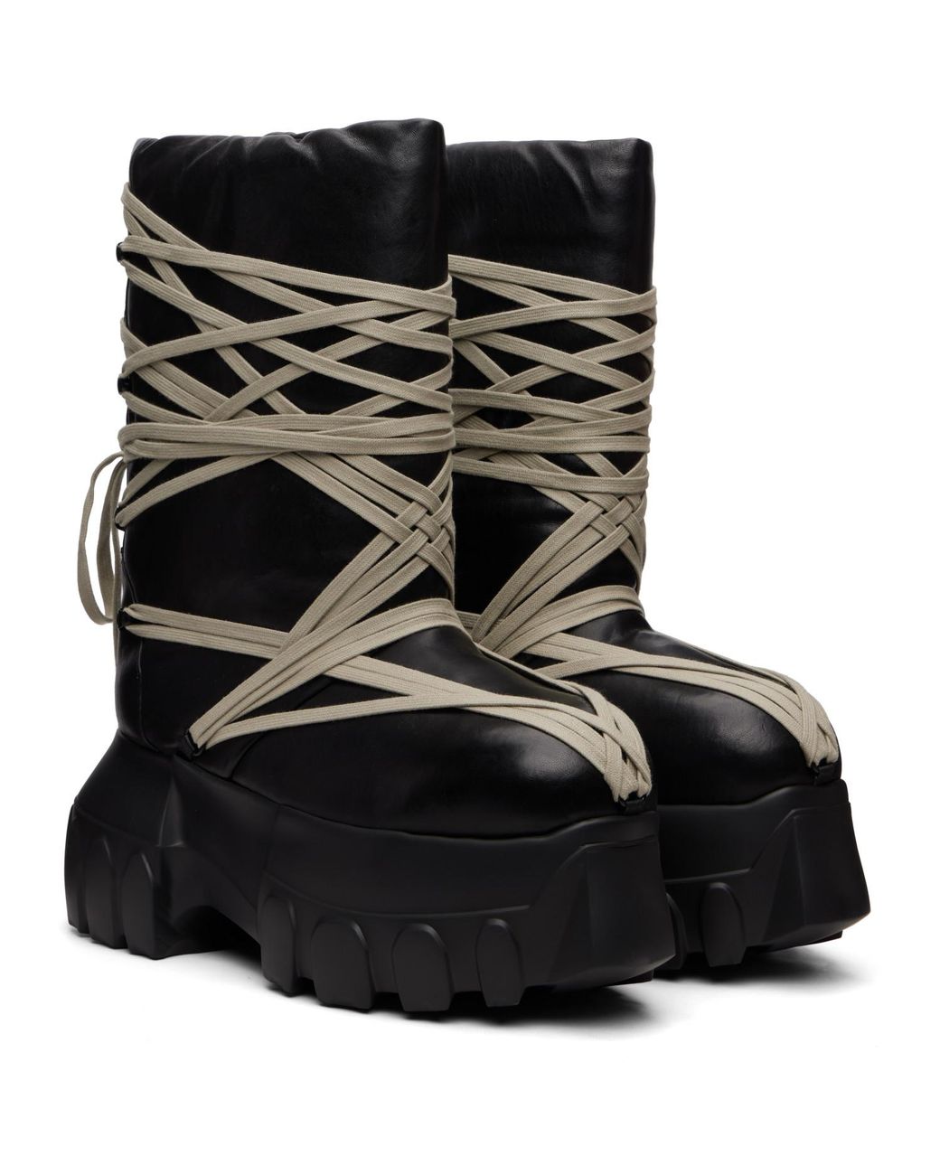 Rick Owens Black Tower Megalace Tractor Boots for men