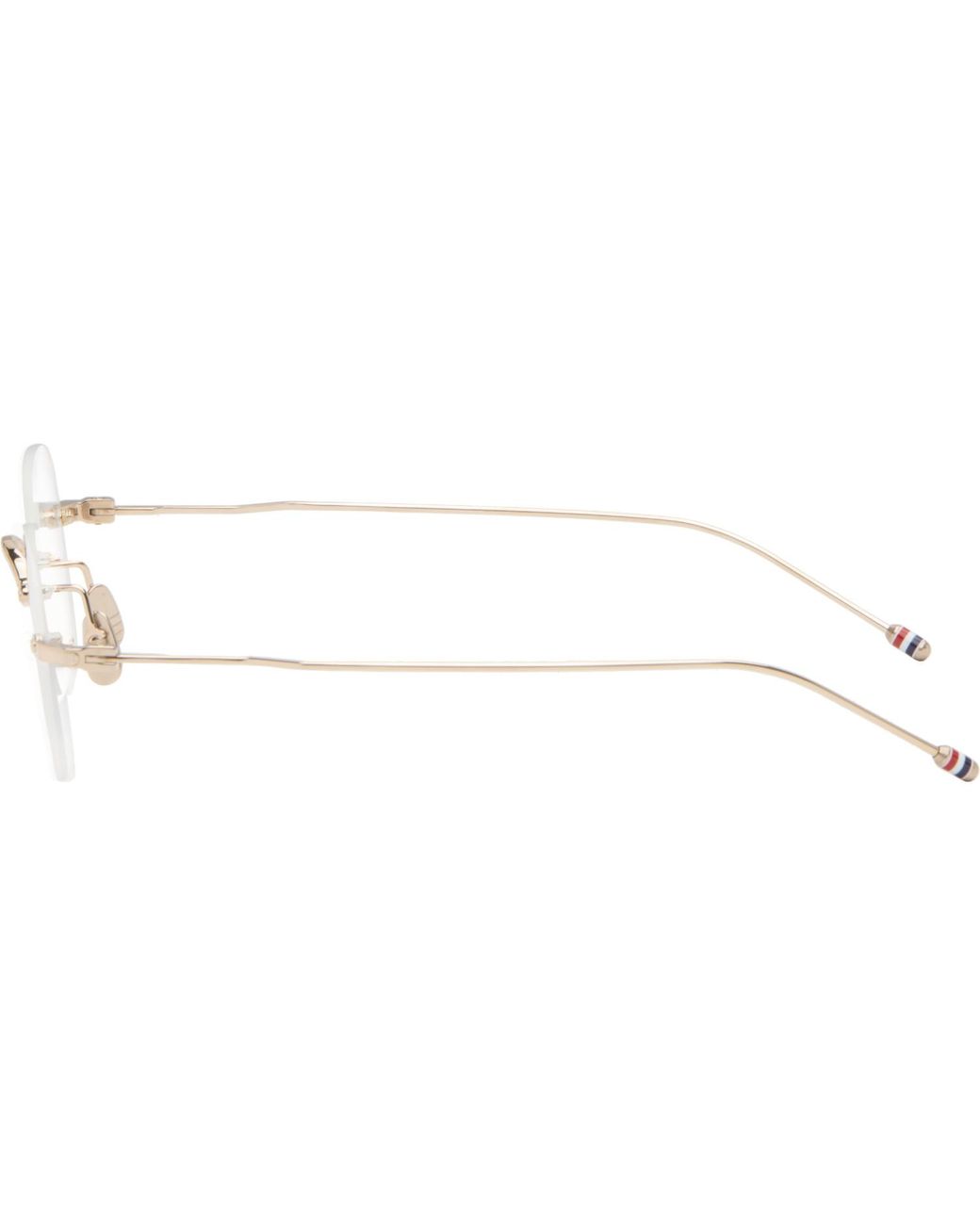 Thom Browne Metallic Titanium Rectangular Rimless Glasses for men